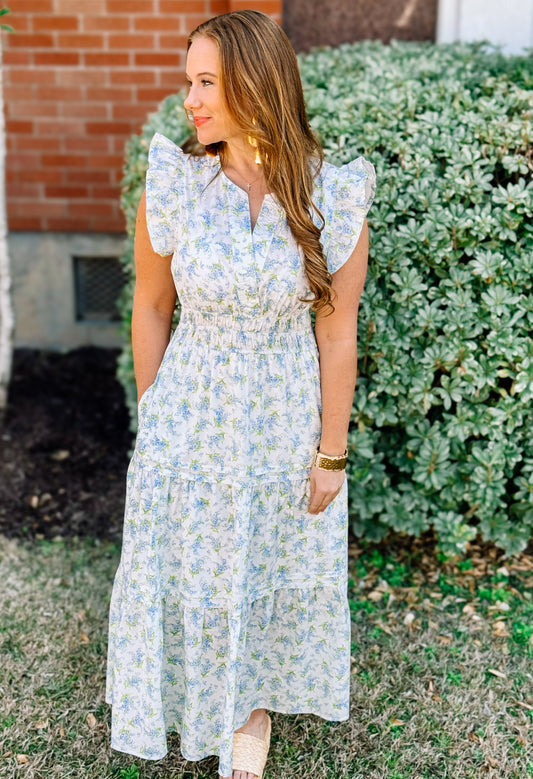 hydrangea maxi dress