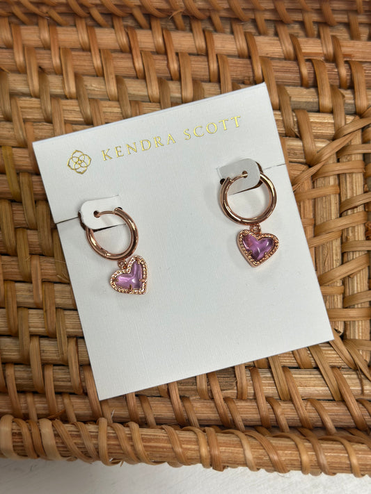Kendra Scott purple rose gold earrings