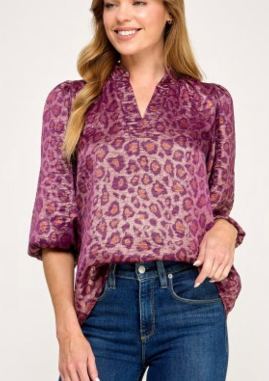 Maroon Leopard Top