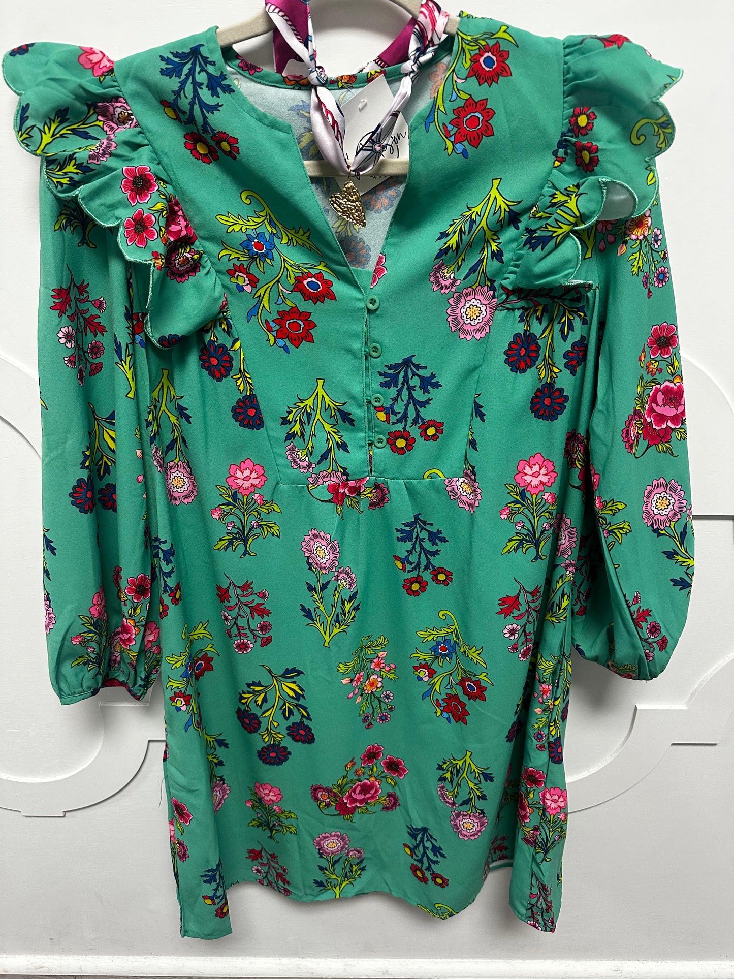floral green dress