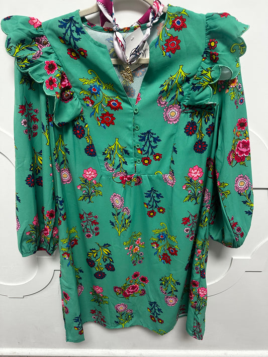 floral green dress