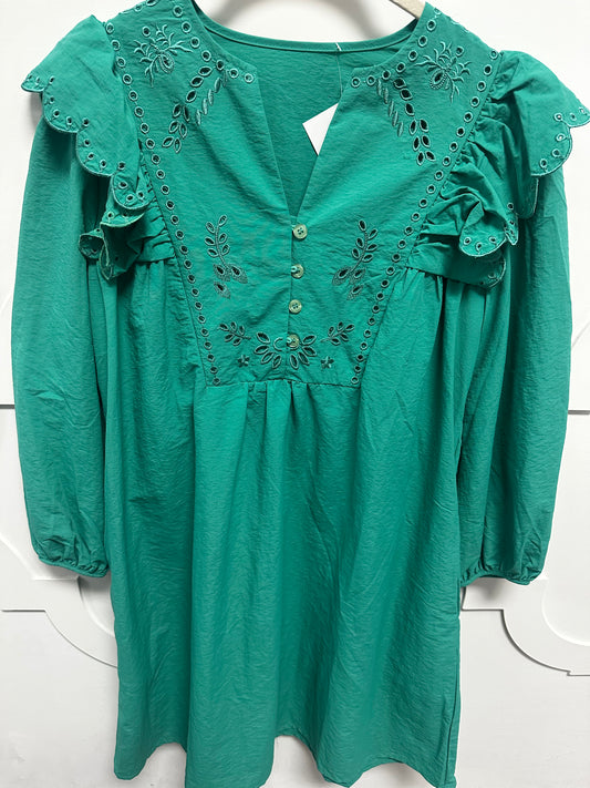 Kelly Green eyelet detail dress