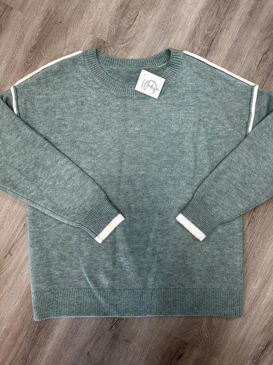Teal and White Piping Sweater