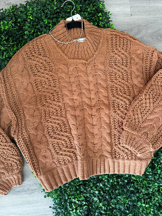 Brown Mock neck Sweater