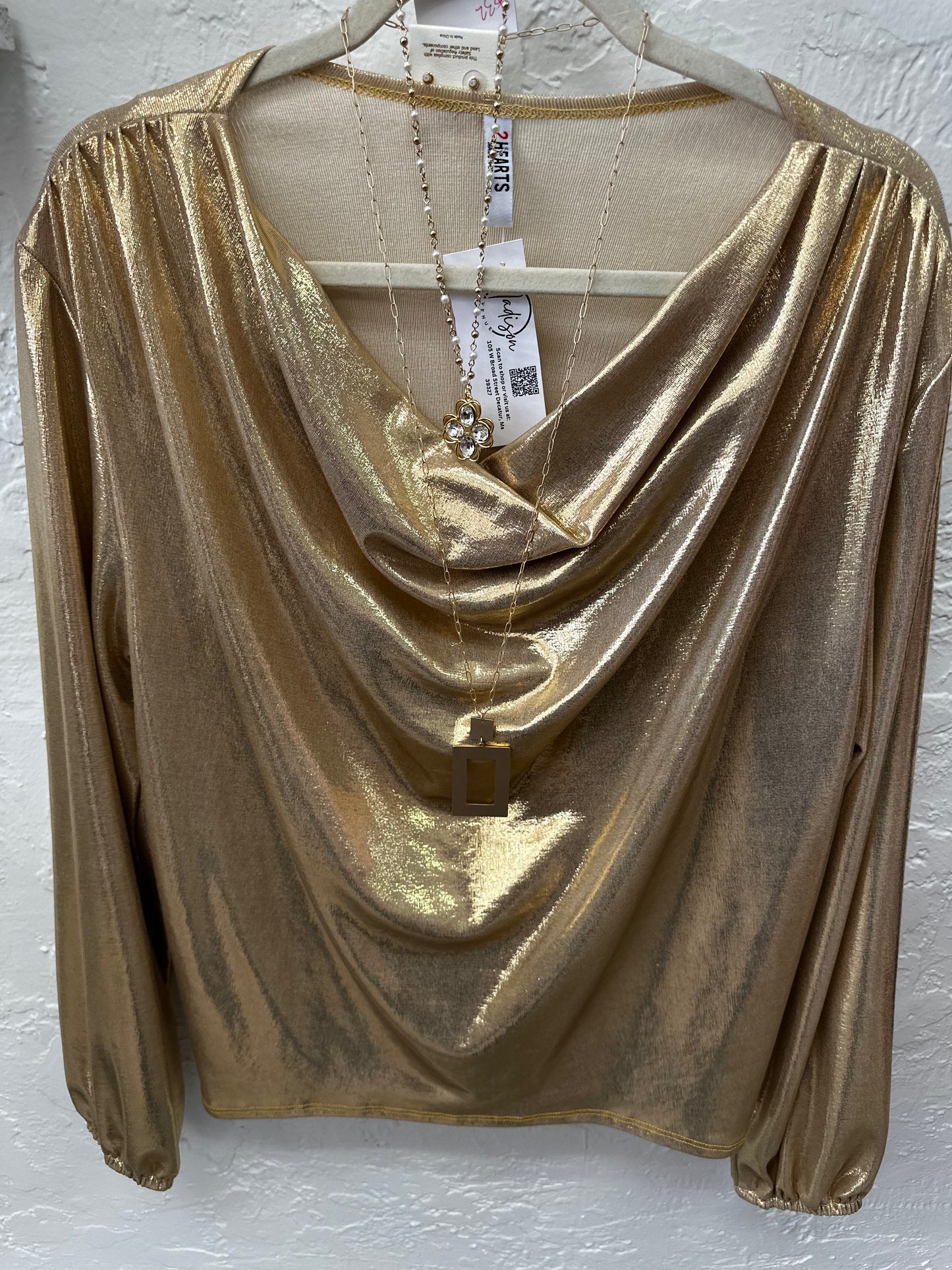 Gold Cowl Neck Top