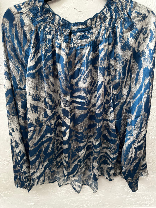 Blue Animal Print Long sleeve Top