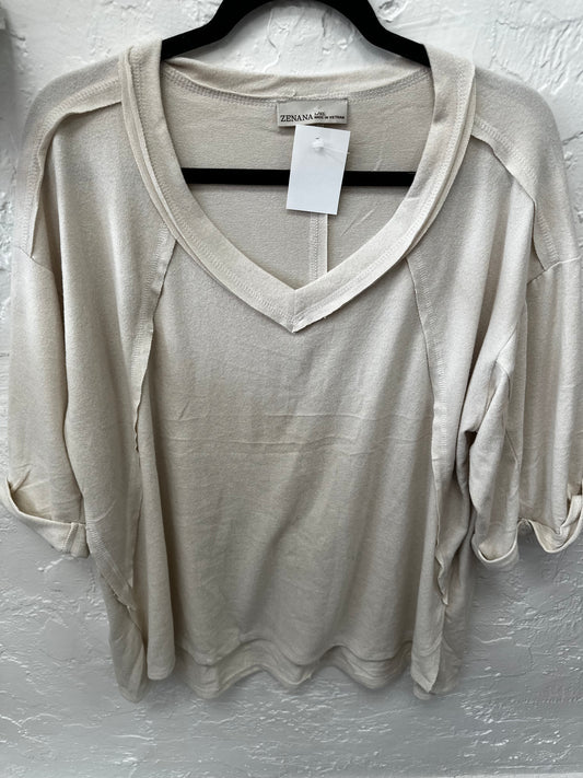 Cream V-Neck Top