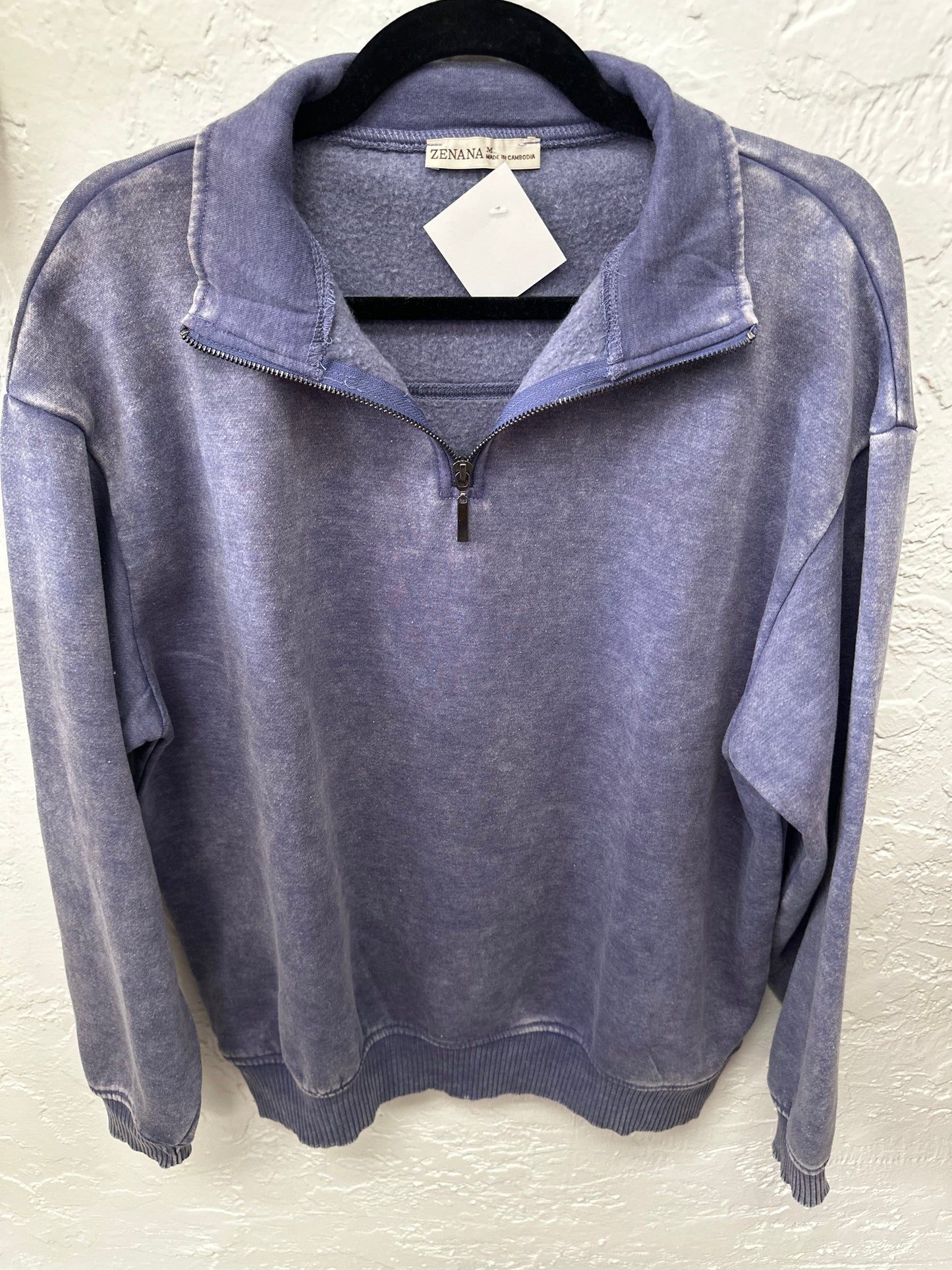 Blue Stoned Wash Quarter-Zip Top