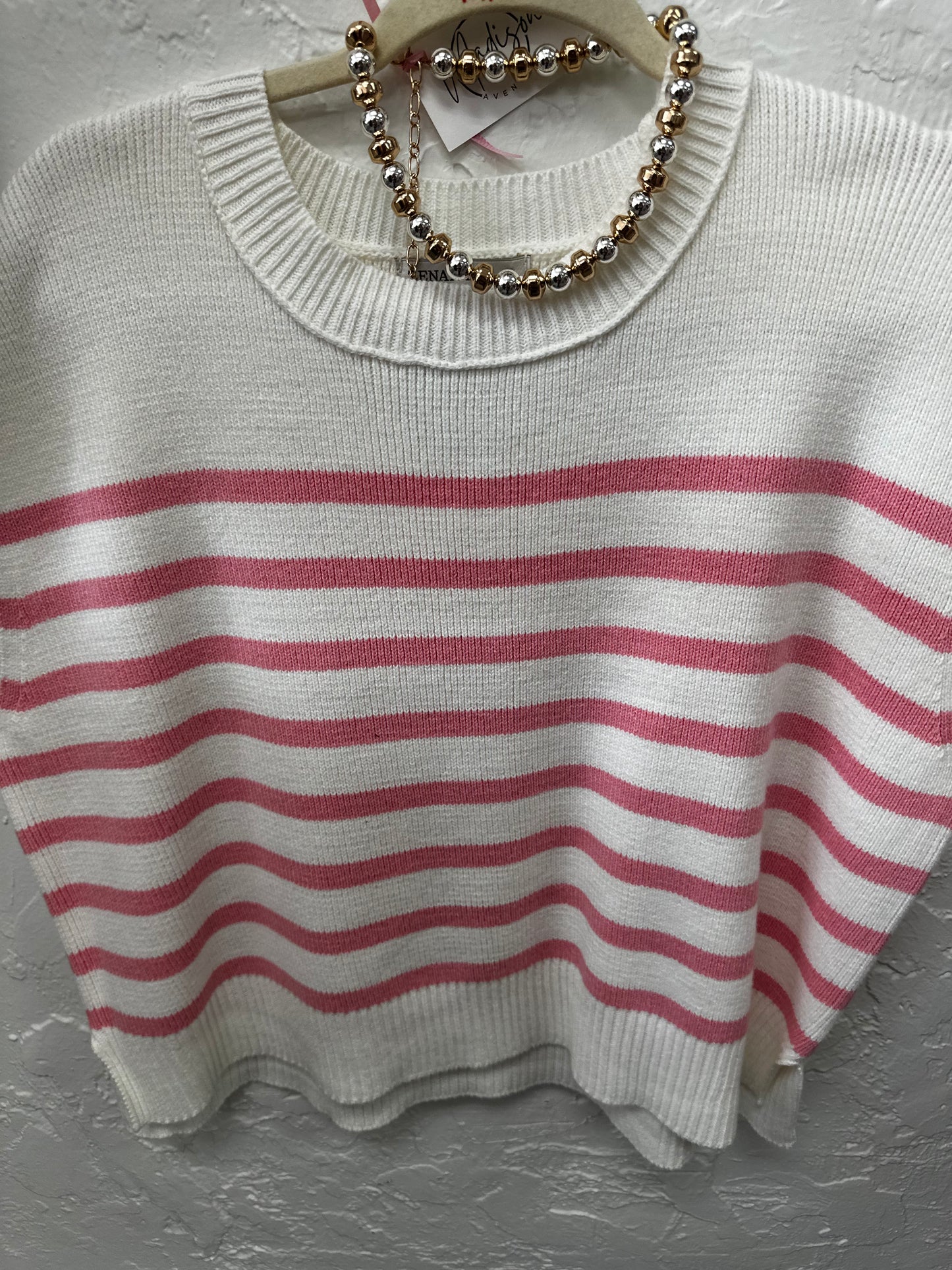 Striped Short Sleeve Sweater