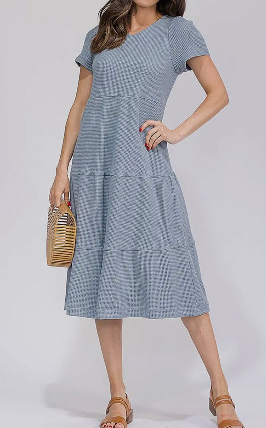 Blue Waffle Maxi Dress