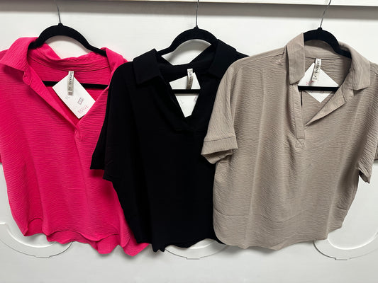 Collared Short Sleeve Top