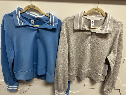 White Stripe Detail Collared Quarter-Zip