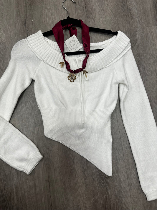 Asymmetrical White Off Shoulder Sweater