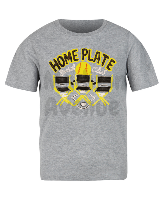softball black and gold home plate social club t-shirt