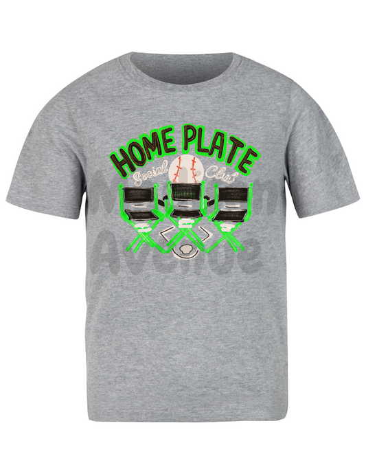baseball green and black home plate social club t-shirt