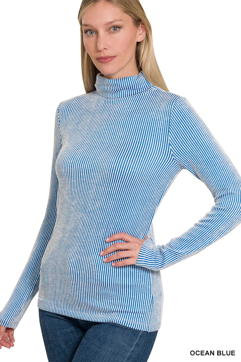 Ribbed Long Sleeve Turtle Neck Top