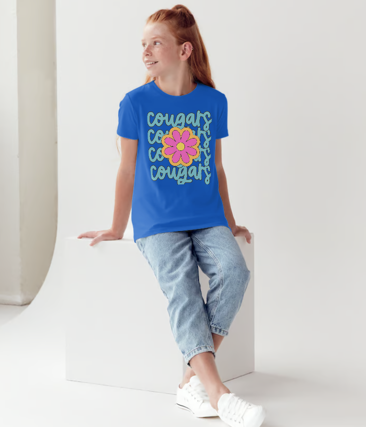 Floral COUGARS spirit tshirt