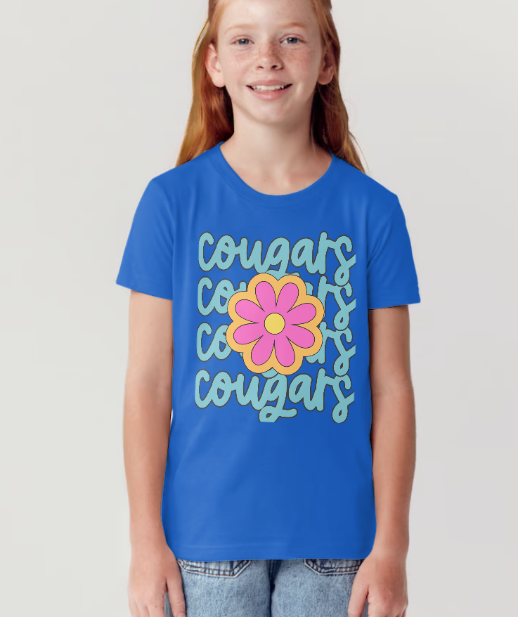 Floral COUGARS spirit tshirt
