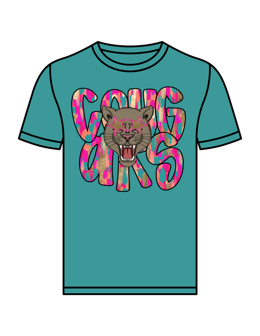 Cougars hand painted letters Tshirt