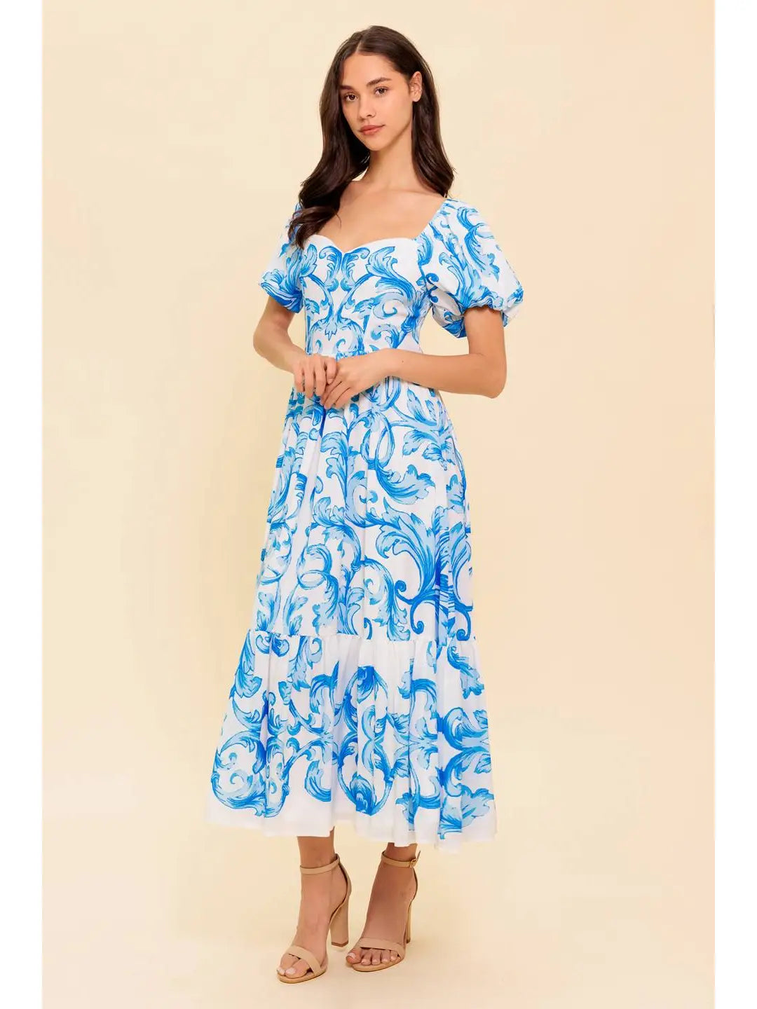A Printed Woven Midi Dress