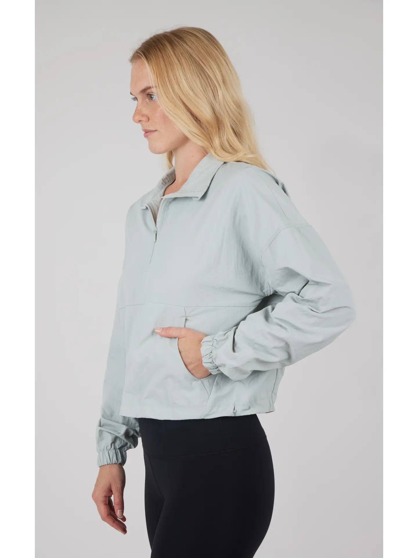 Women's Woven Half Zip with Cinched Toggle