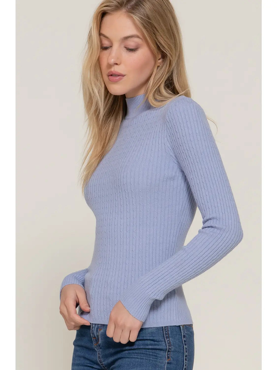 Long Sleeve Mock Neck Rib Sweater