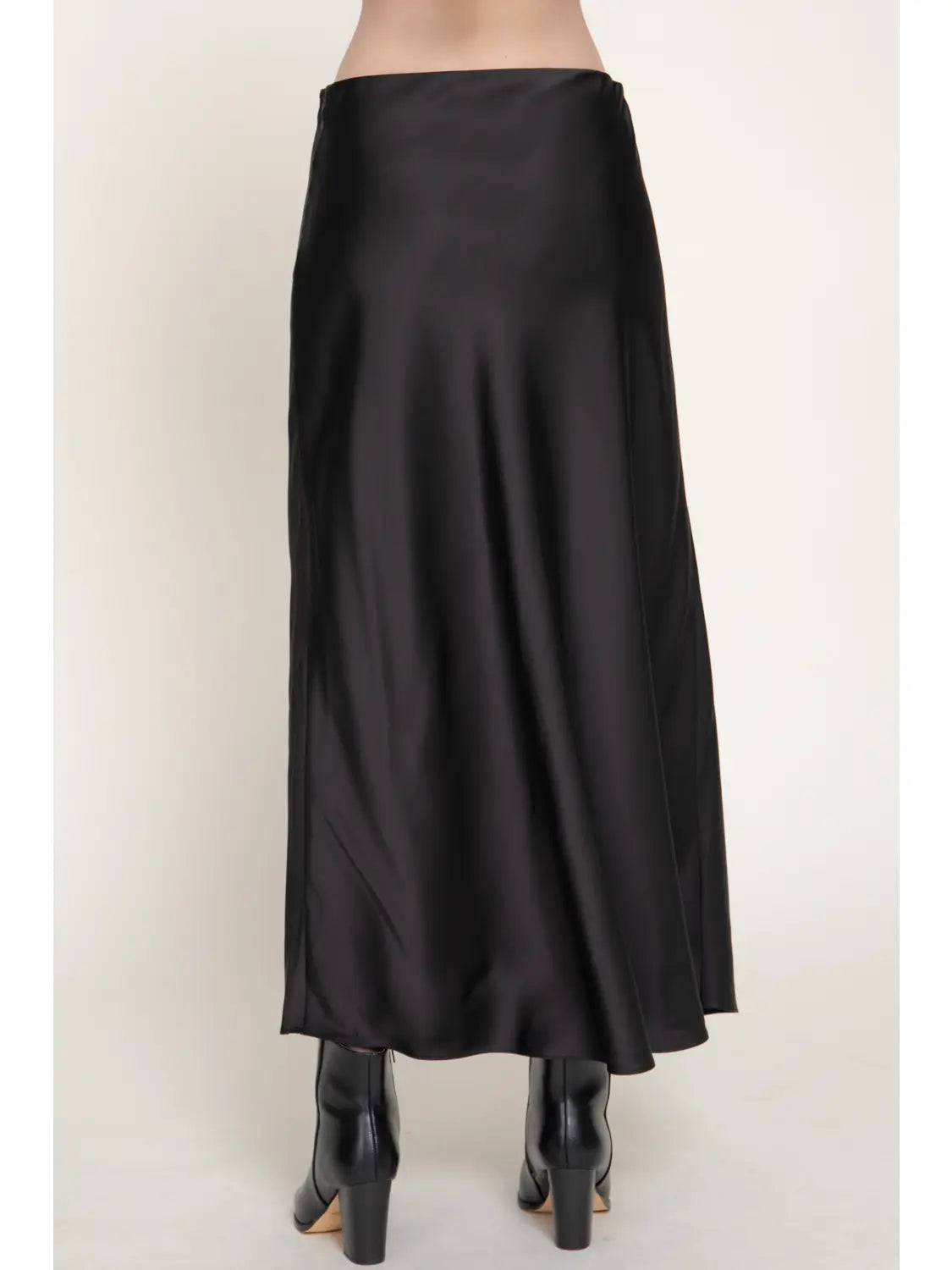 High Waist Satin Long Skirt junior fit