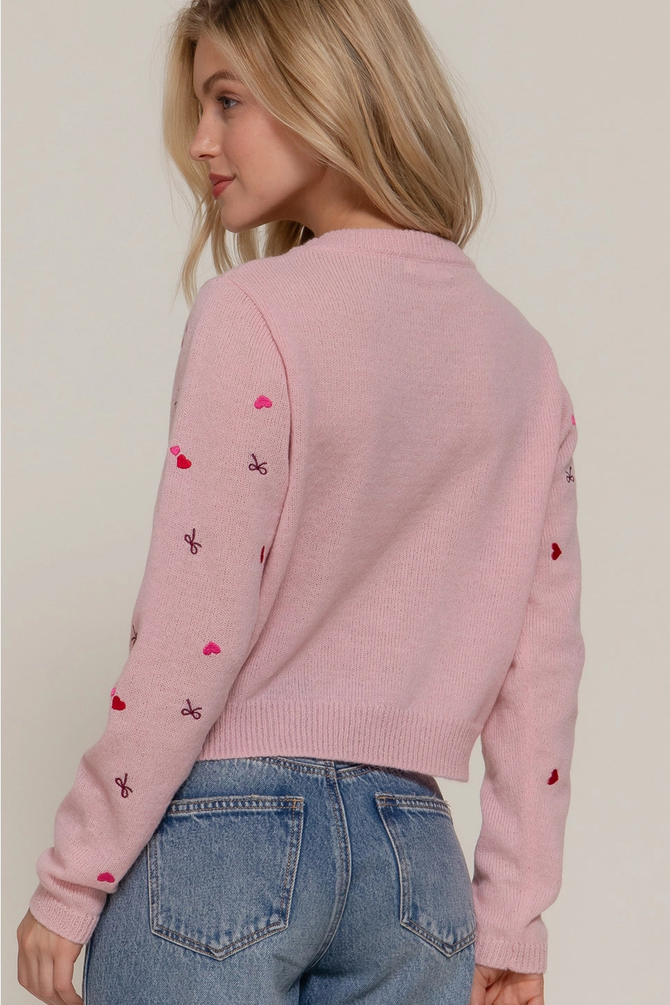 Long Sleeve Round Neck All Over Embroidery Sweater