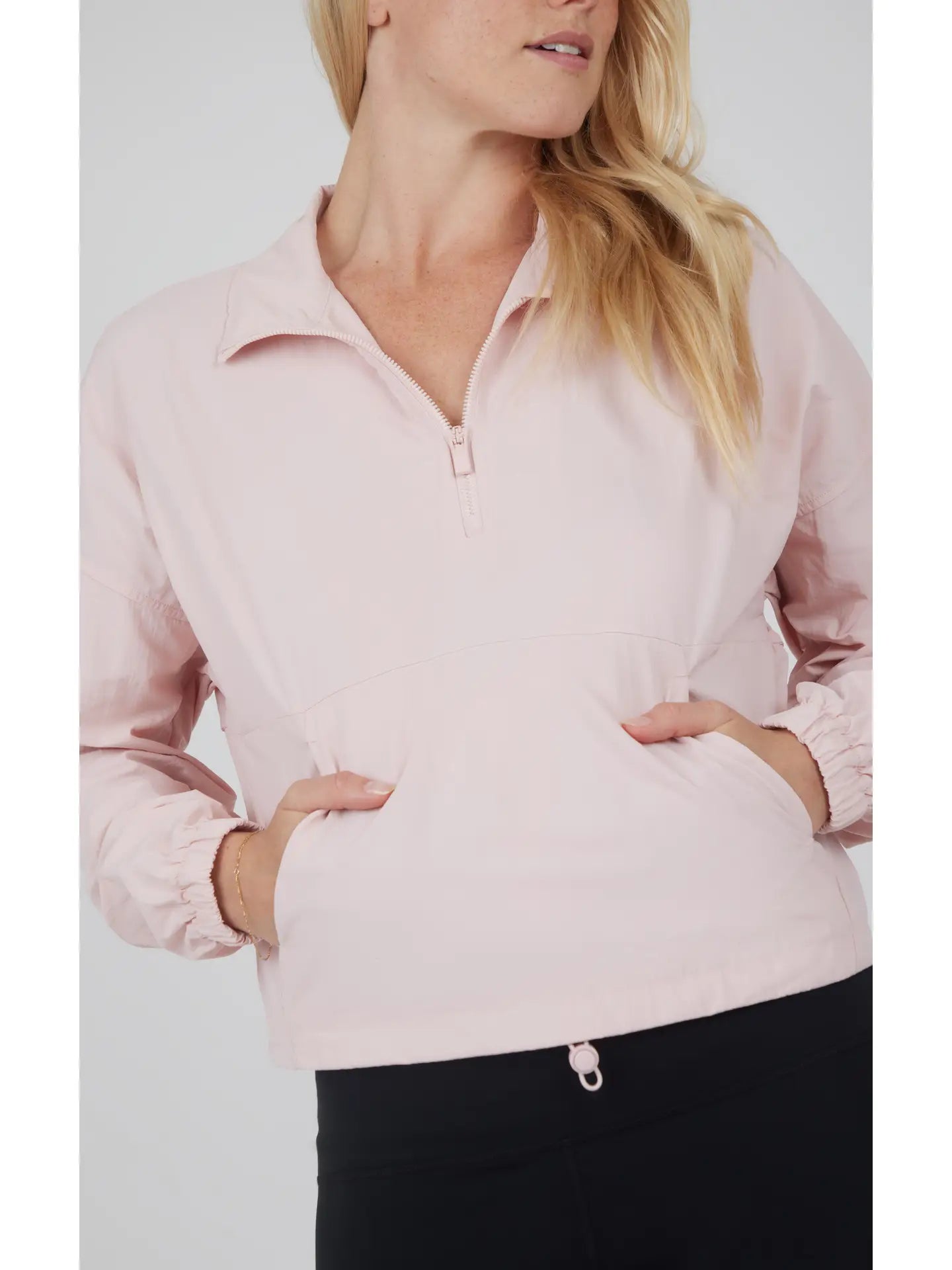 Women's Woven Half Zip with Cinched Toggle