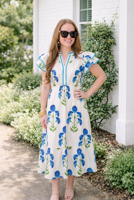 Blossom Meadow Print Midi Dress