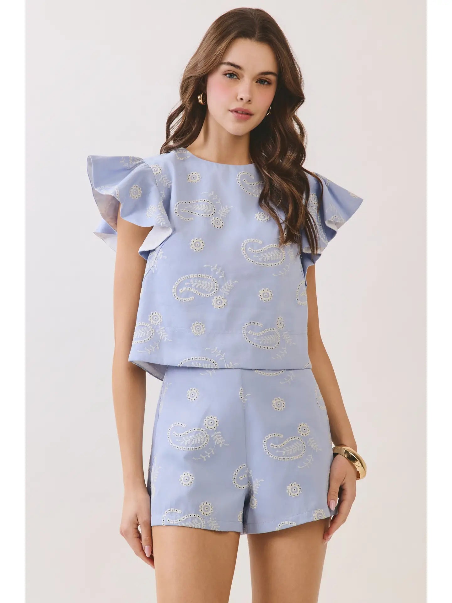 Eyelet Embroidered Flutter SET