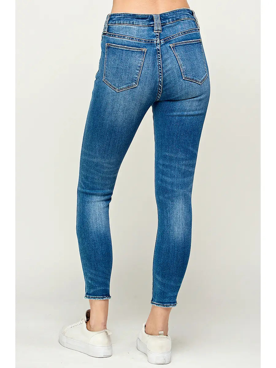 Medium Wash - Mid Rise Skinny Jeans