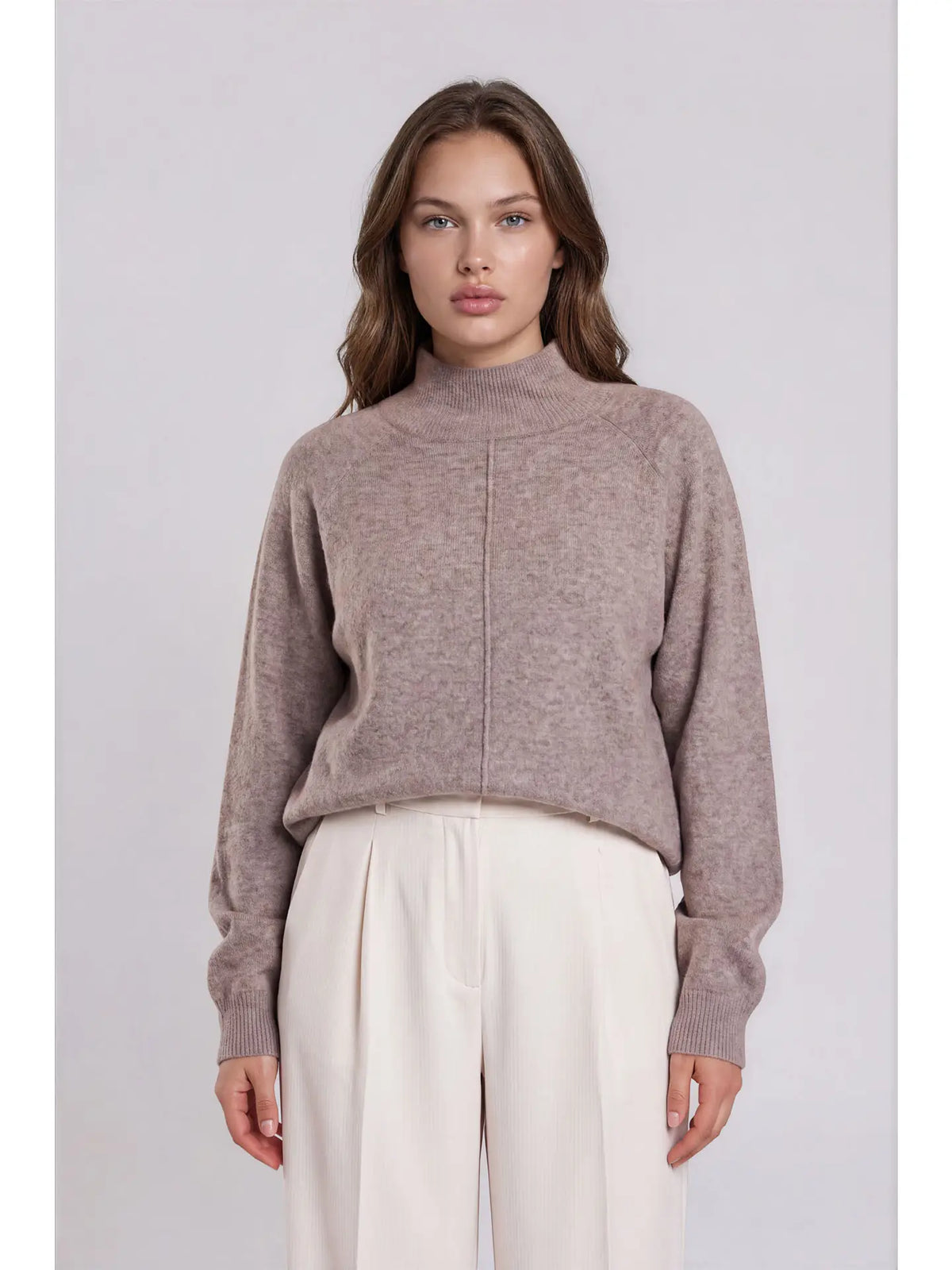 Plus Center Seam Mock Neck Relaxed Sweater