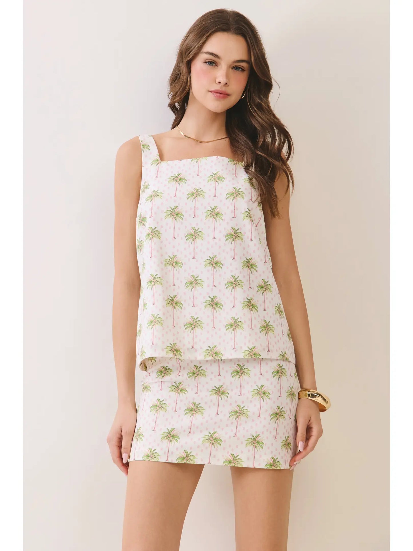Palm Print Square Neck  SET