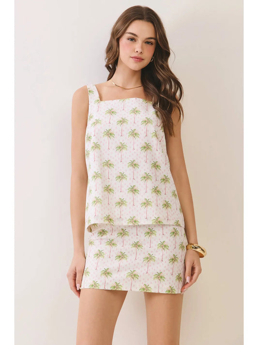Palm Print Square Neck  SET