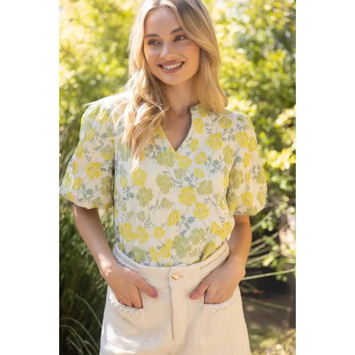 Floral puff sleeve top