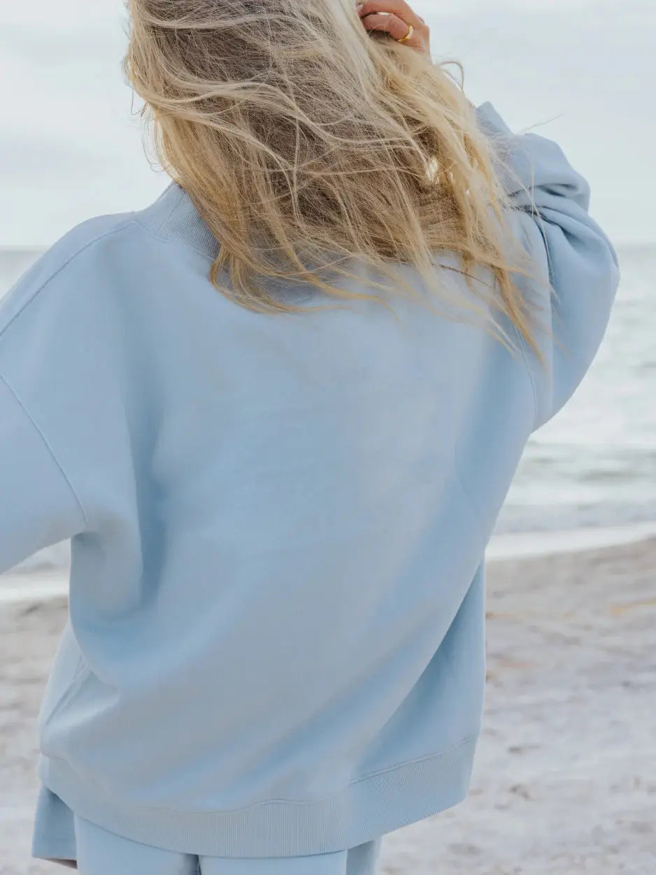 Basic Look Versatile Oversize Fleece Mockneck Sweatshirt Set