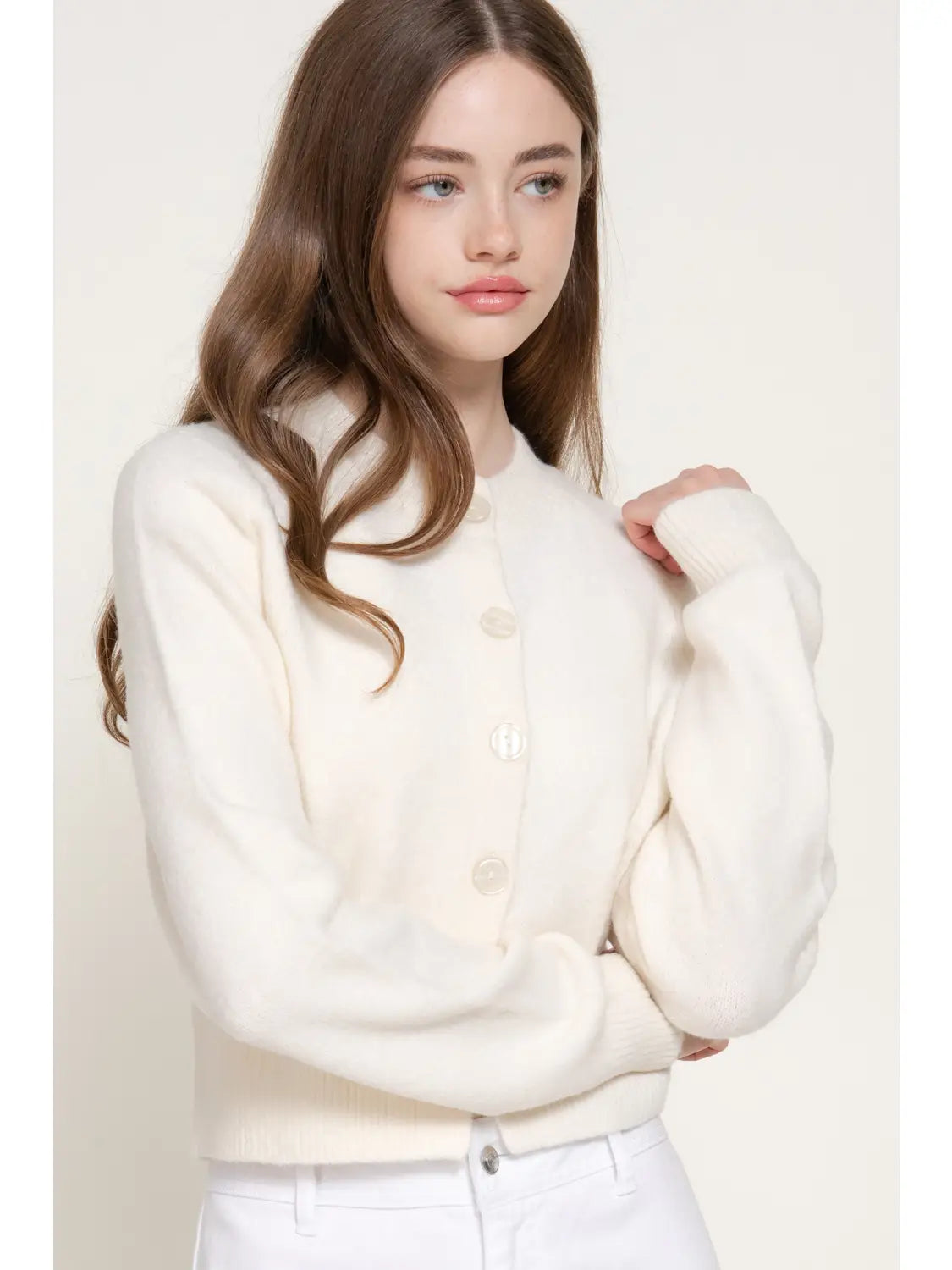 Long Sleeve Round Neck Button Down Sweater Cardigan