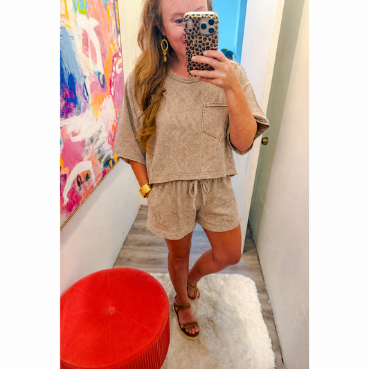 Halo Snow Washed Boxy Top & Shorts Set
