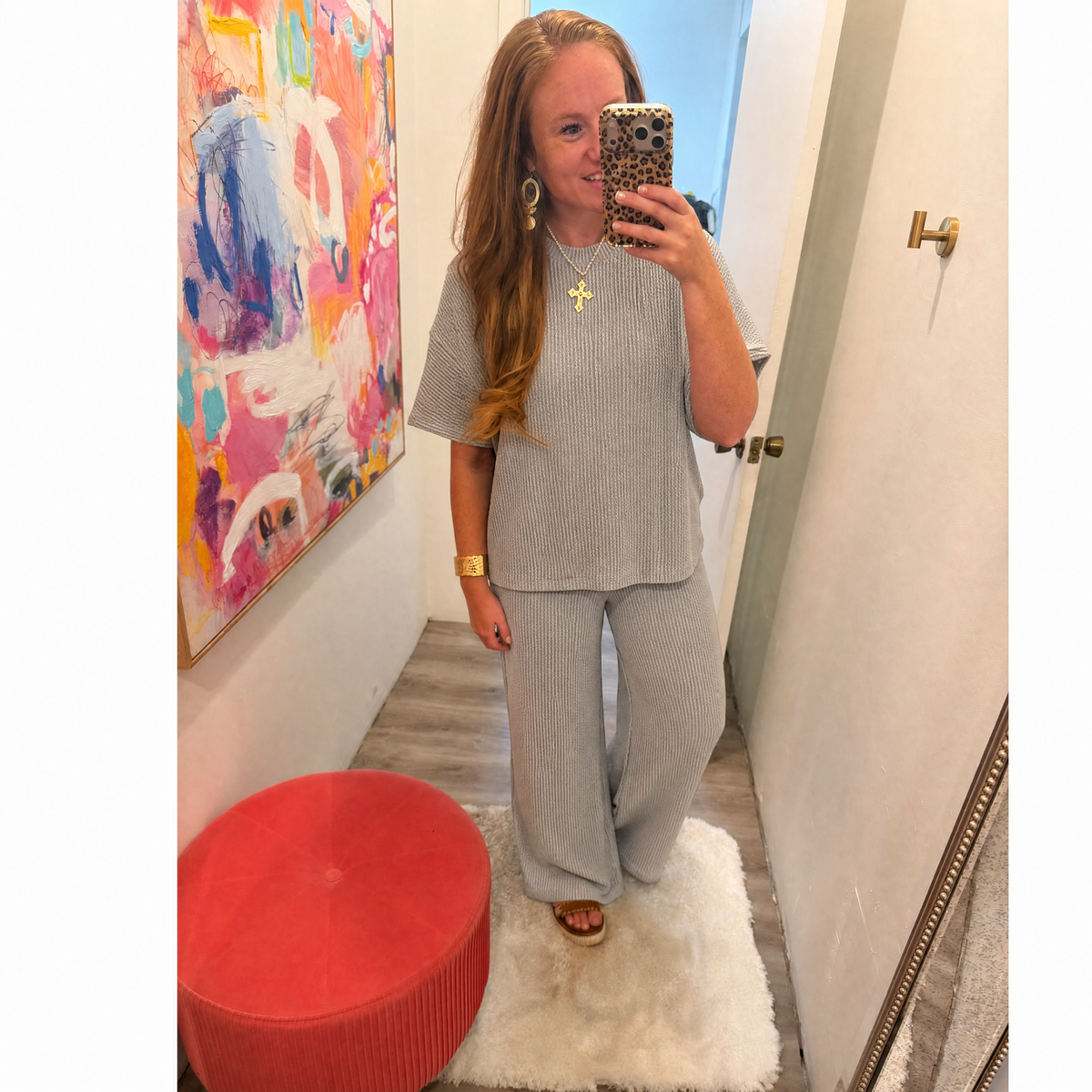 Raised Rib Relaxed Top & Pants Set