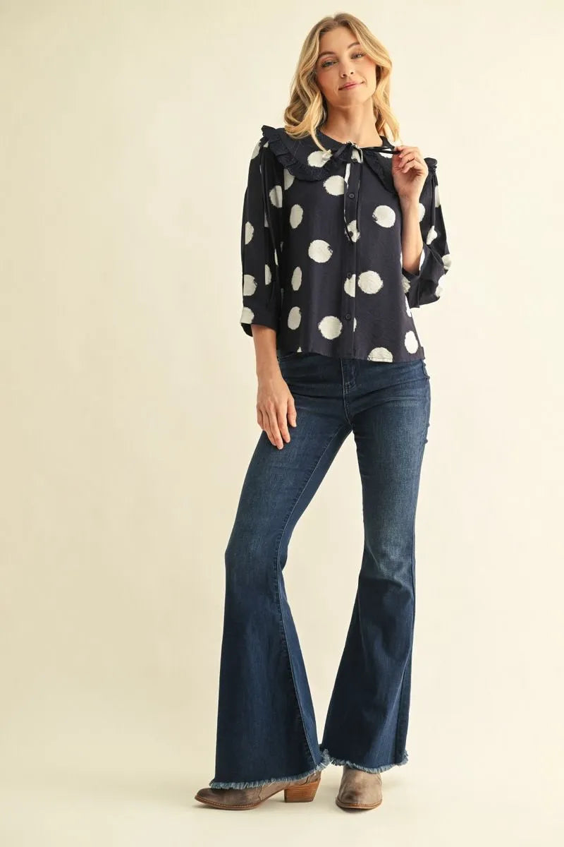 button down polka dot blouse