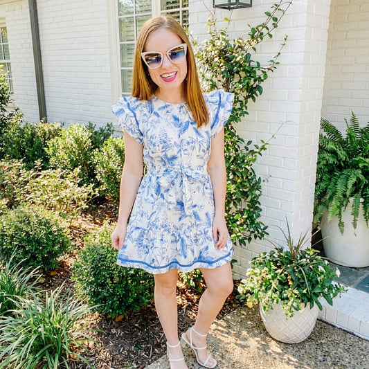 Two Tone Abstract Print Mini Dress
