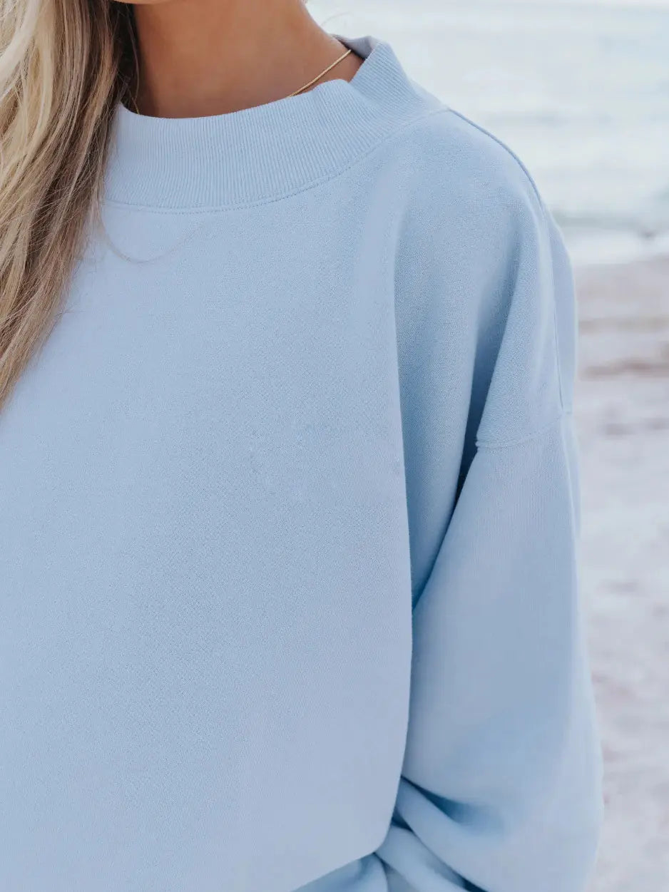 Basic Look Versatile Oversize Fleece Mockneck Sweatshirt Set