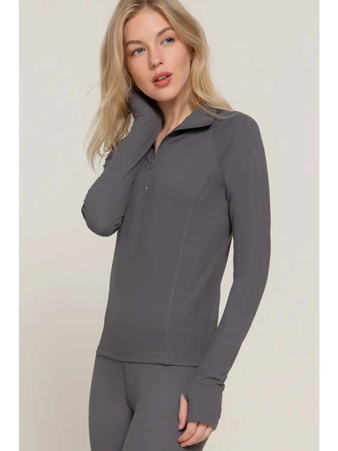 Long Sleeve Quarter Zip Workout Top