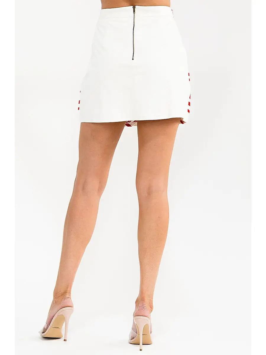 Zipper Closure Embroidery Mini Skirt