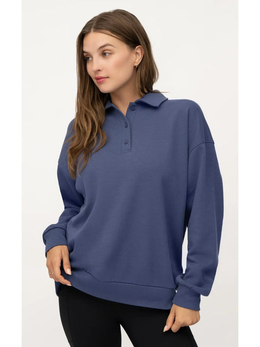 Yogalicious Cloud Plush Cozy Polo Sweatshirt