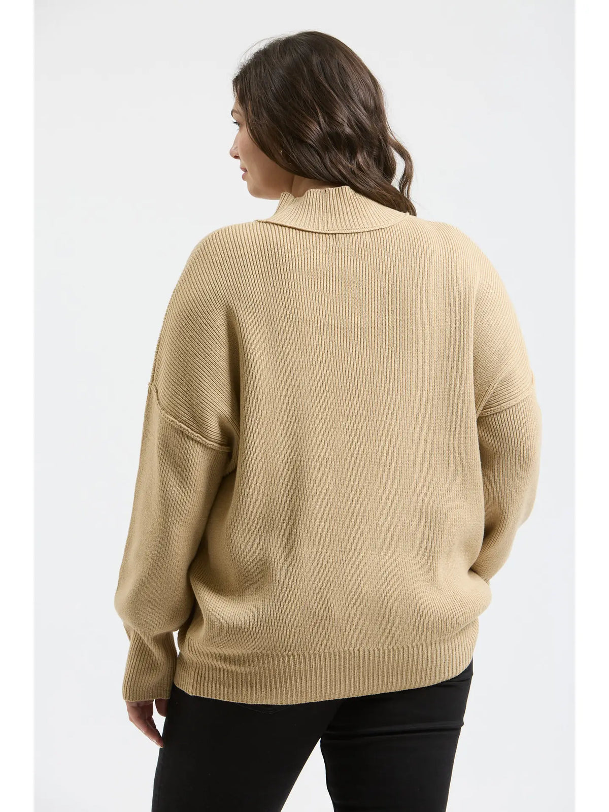 Plus Mock Neck Ribbed Sweater
