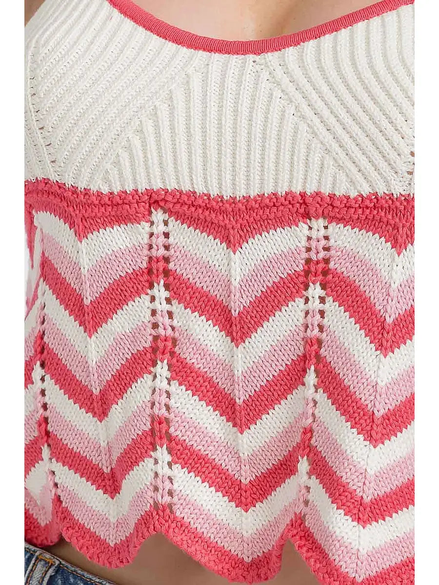 Sleeveless Colorblock Knit Tank Top