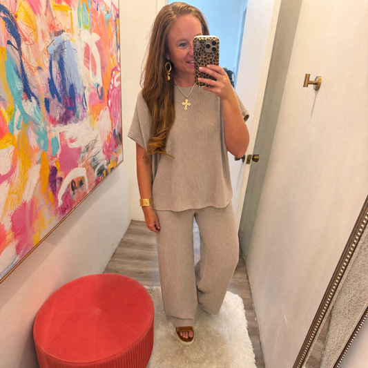 Raised Rib Relaxed Top & Pants Set