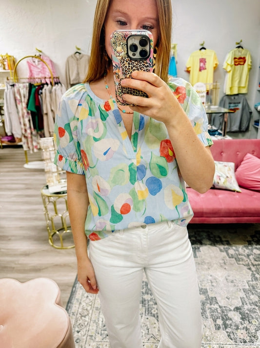 Floral Split Neck Top